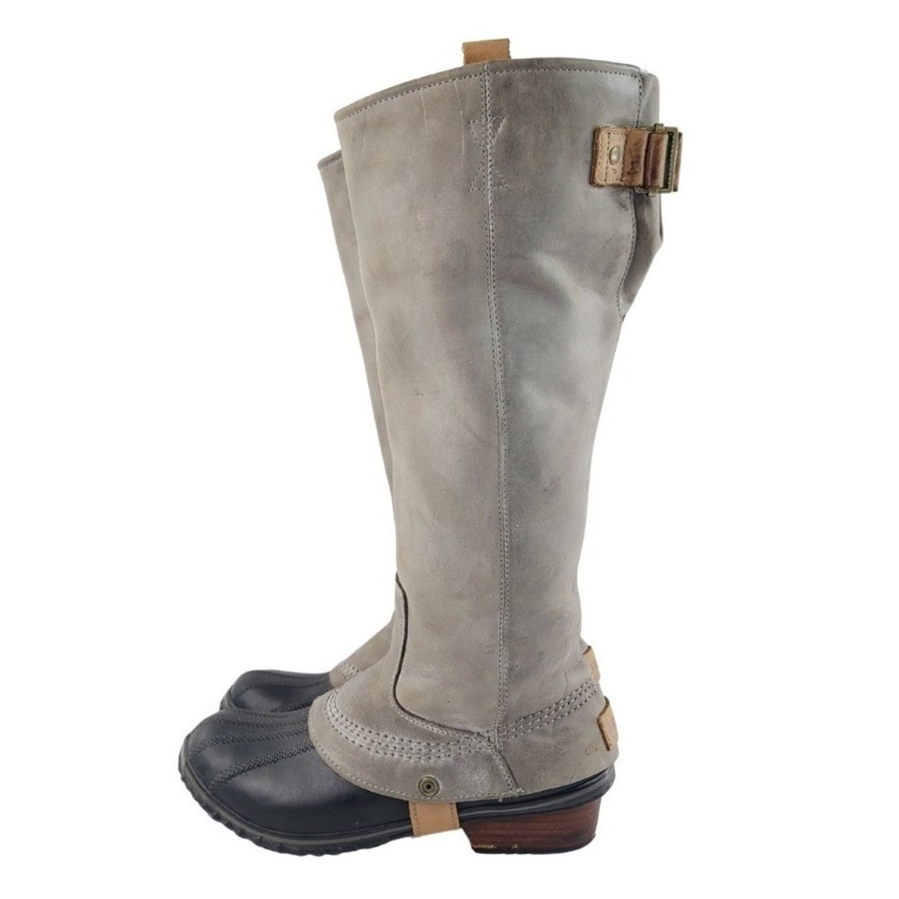 Sorel, Round Toe Leather Upper/ Rubber Outsole Riding Boots Womens Size 7.5 Gray